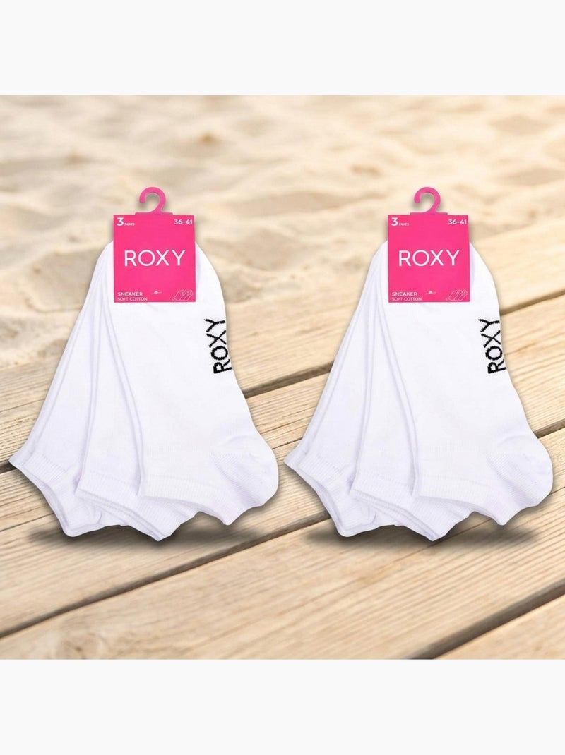 ROXY Chaussettes Fille Sneaker Pack 6 (Lot) - Coton Respirant Blanc - Kiabi