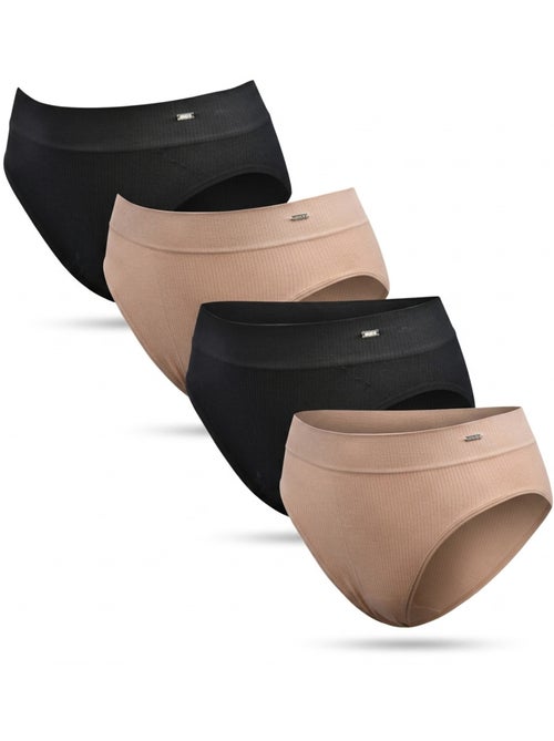 ROXY Culottes Seamless Côtelées x4 - Noir & Chair - Kiabi ROXY Culottes Seamless Côtelées x4 - Noir & Chair - Kiabi