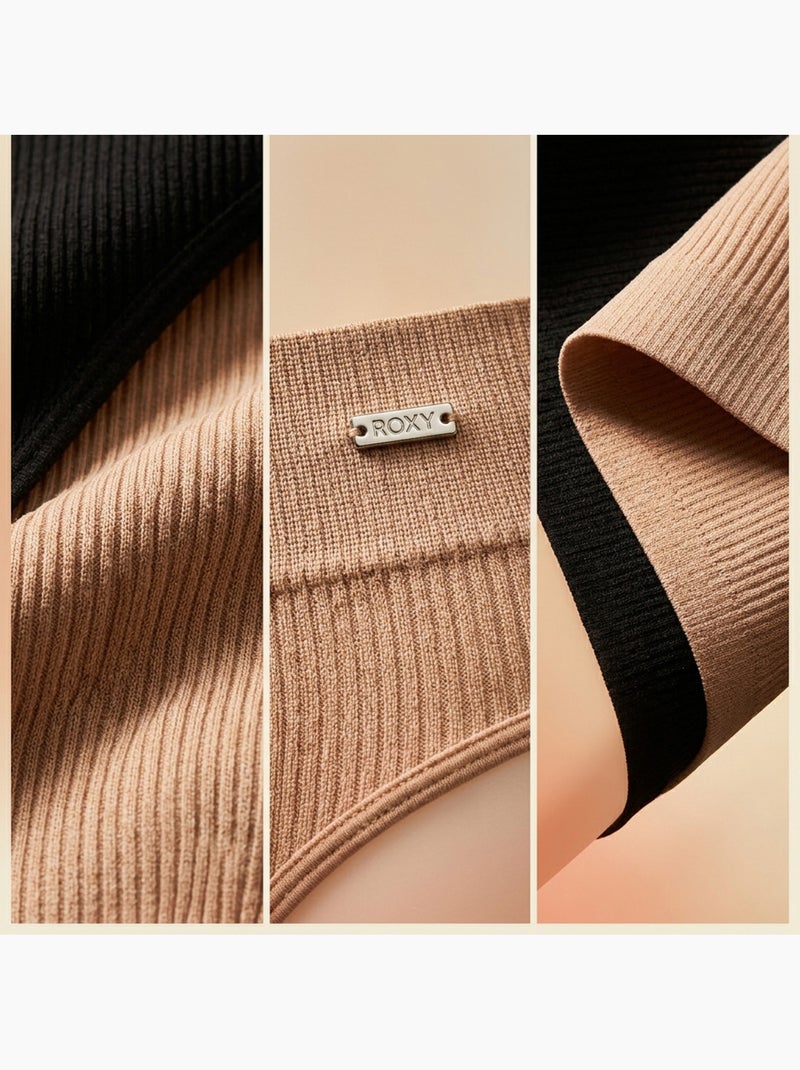 ROXY Culottes Seamless Côtelées x4 - Noir & Chair Sable - Kiabi