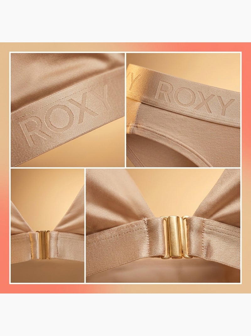 ROXY Ensemble Bralette Triangle Culotte Femme Modal Licence Officielle Beige - Kiabi