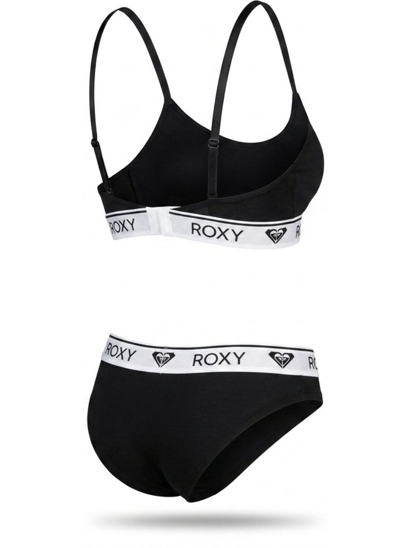 ROXY Ensemble Bralette Triangle Culotte Femme Modal Licence Officielle Noir - Kiabi