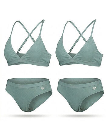 ROXY Lot 2 Ensembles Fille Brassière Culotte Coton Licence Officielle