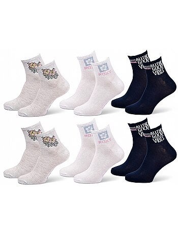ROXY Lot Chaussettes Courtes Quarter – Pack de 6 Paires