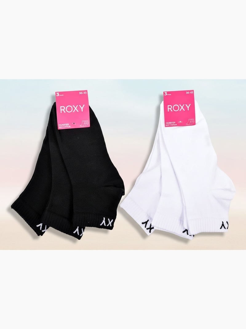 ROXY Lot Chaussettes Courtes Quarter – Pack de 6 Paires Blanc Noir - Kiabi