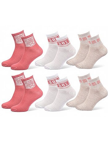 ROXY Lot Chaussettes Courtes Quarter – Pack de 6 Paires