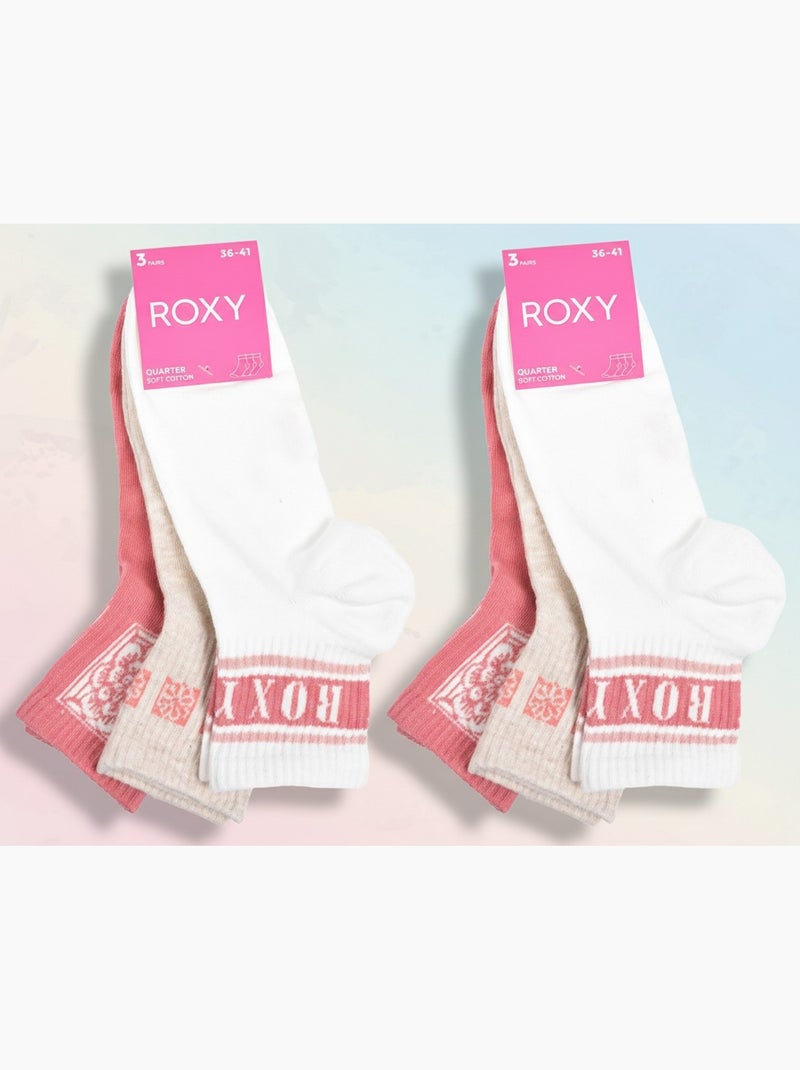 ROXY Lot Chaussettes Courtes Quarter – Pack de 6 Paires Bleu Rose Blanc - Kiabi