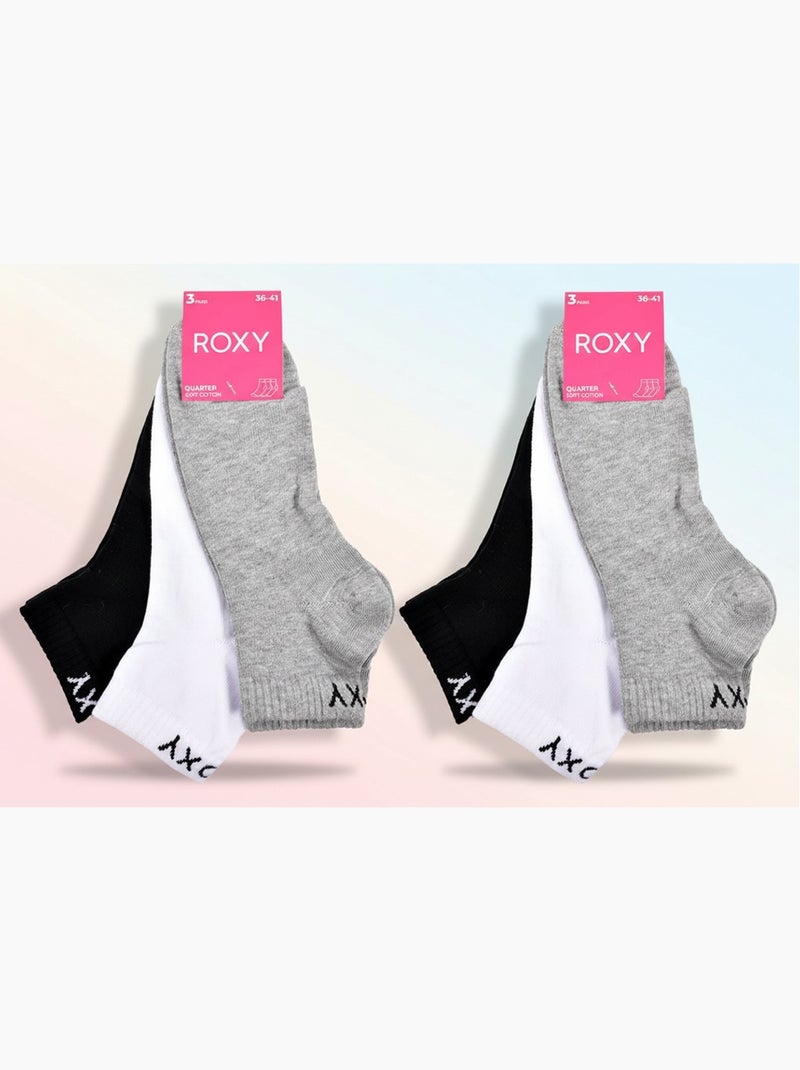 ROXY Lot Chaussettes Courtes Quarter – Pack de 6 Paires Gris Blanc Noir - Kiabi