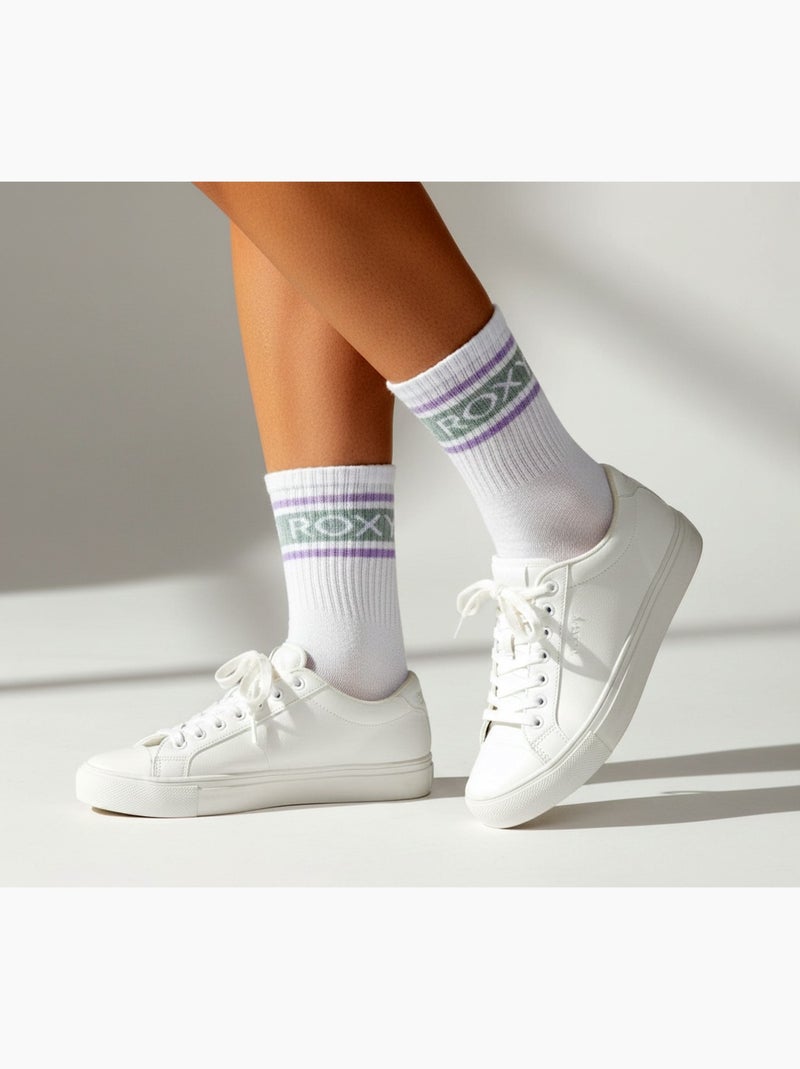 ROXY Lot Chaussettes Femme Crew – Pack 6 Paires Blanc Noir Blanc - Kiabi