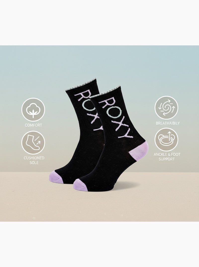 ROXY Lot Chaussettes Femme Crew – Pack 6 Paires Blanc Noir Blanc - Kiabi