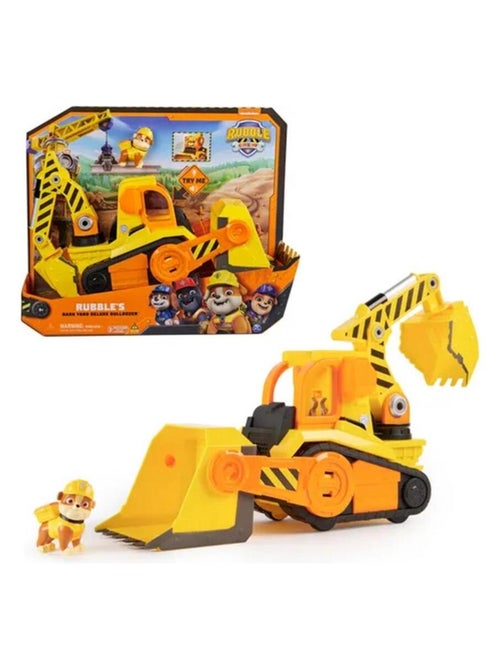 Rubble & Crew - Grand bulldozer avec effets sonores et lumineux et figurine Rubble - Kiabi
