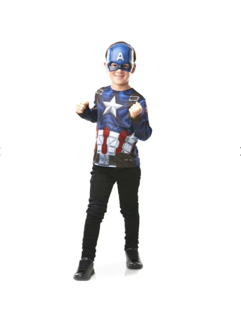 Rubies - Marvel Avengers officiel - Top & masque pour enfant Captain America Bleu - Kiabi