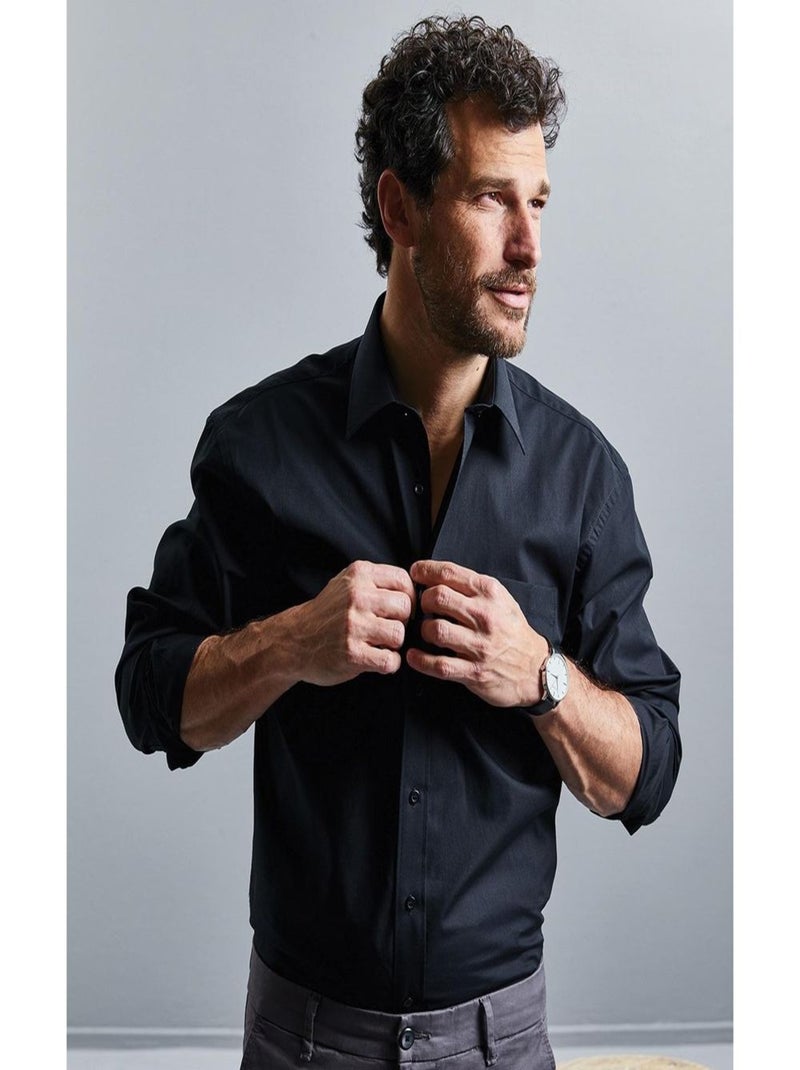 Russell - Chemise de travail à manches longues 100% coton Noir - Kiabi