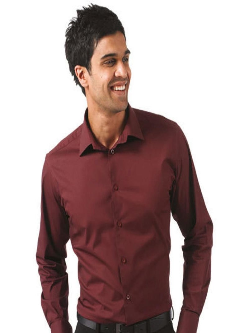Russell Collection - Chemise à manches longues Bordeaux - Kiabi