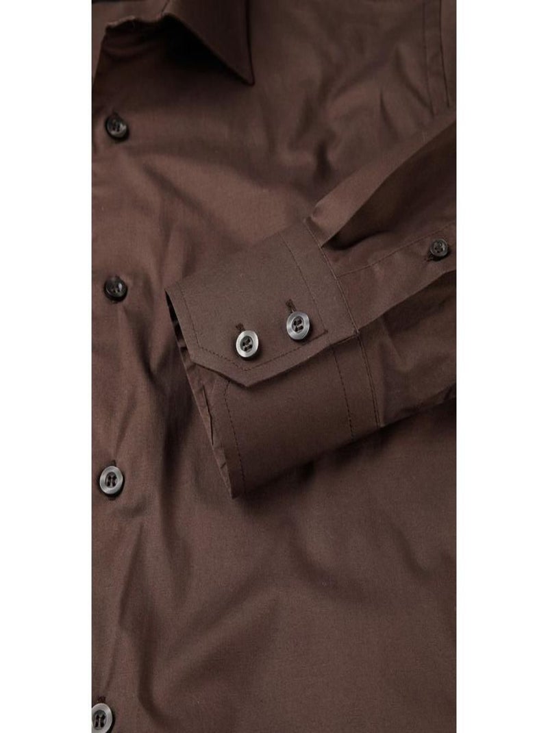 Russell Collection - Chemise à manches longues Marron chocolat - Kiabi