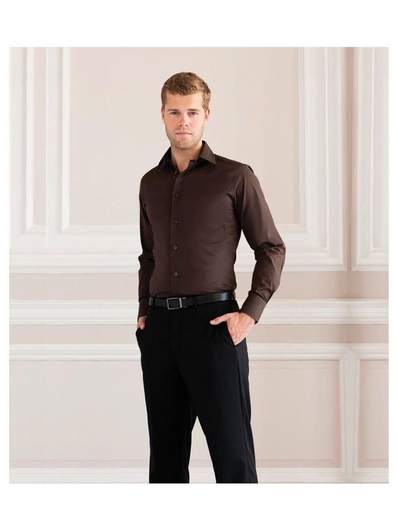 Russell Collection - Chemise à manches longues Marron chocolat - Kiabi