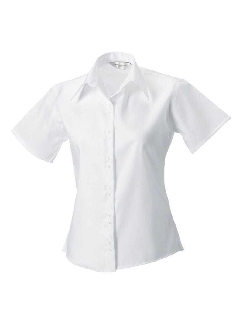 Russell Collection - Chemisier à manches courtes sans repassage Blanc - Kiabi