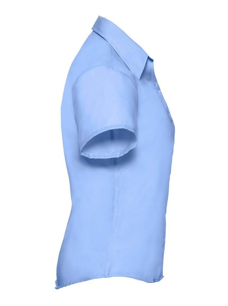 Russell Collection - Chemisier à manches courtes sans repassage Bleu clair - Kiabi