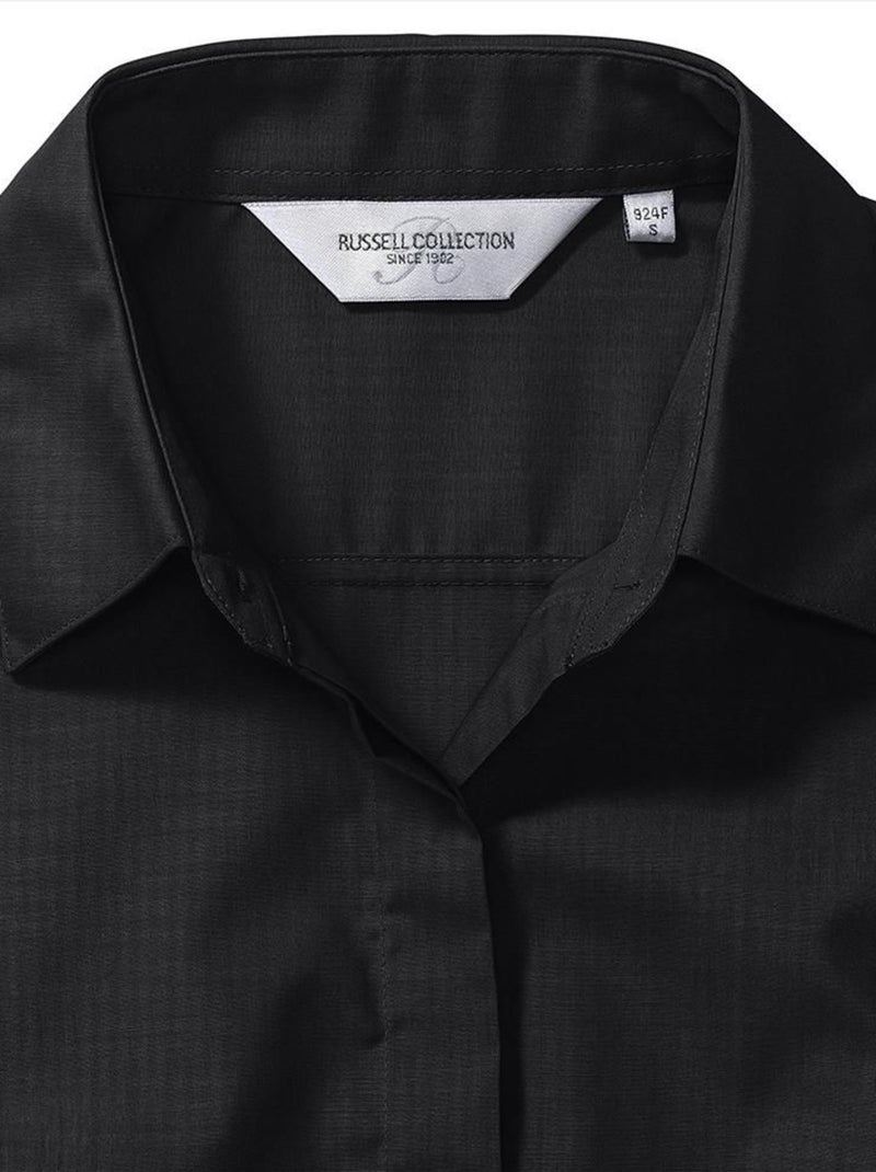 Russell Collection - Chemisier à manches longues en popeline Noir - Kiabi