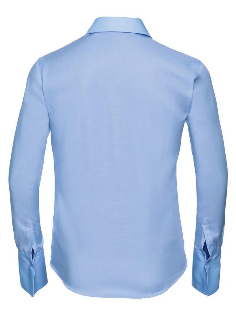 Russell Collection - Chemisier à manches longues sans repassage Bleu clair - Kiabi