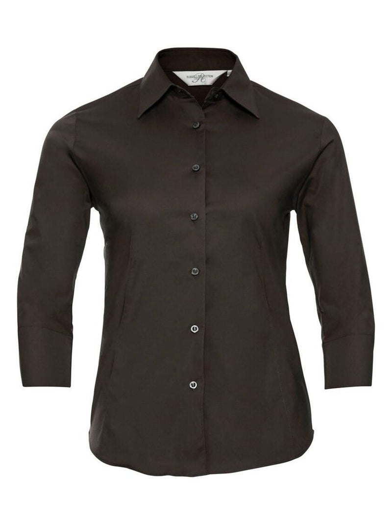 Russell Collection Chemisier manches ¾ Marron chocolat Femme