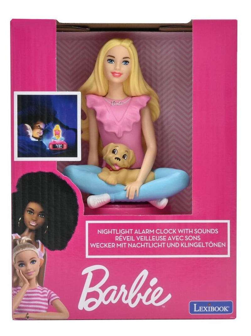 R?veil avec veilleuse Barbie en 3D Rose - Kiabi