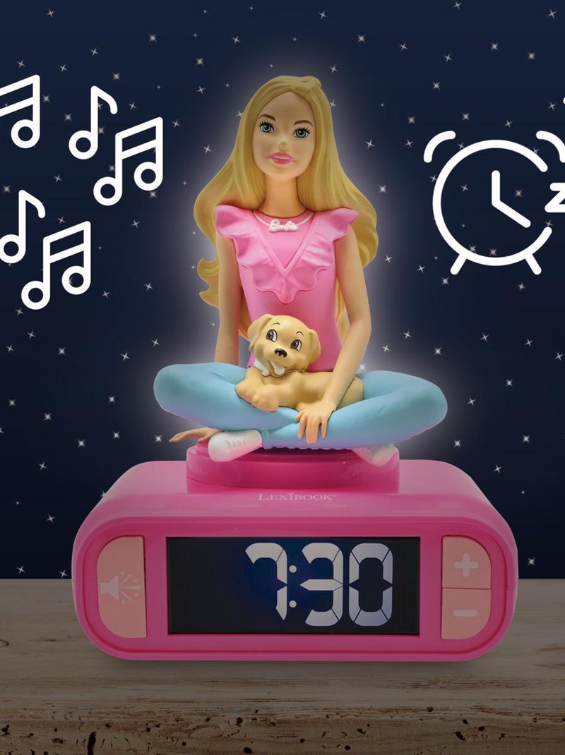 R?veil avec veilleuse Barbie en 3D Rose - Kiabi