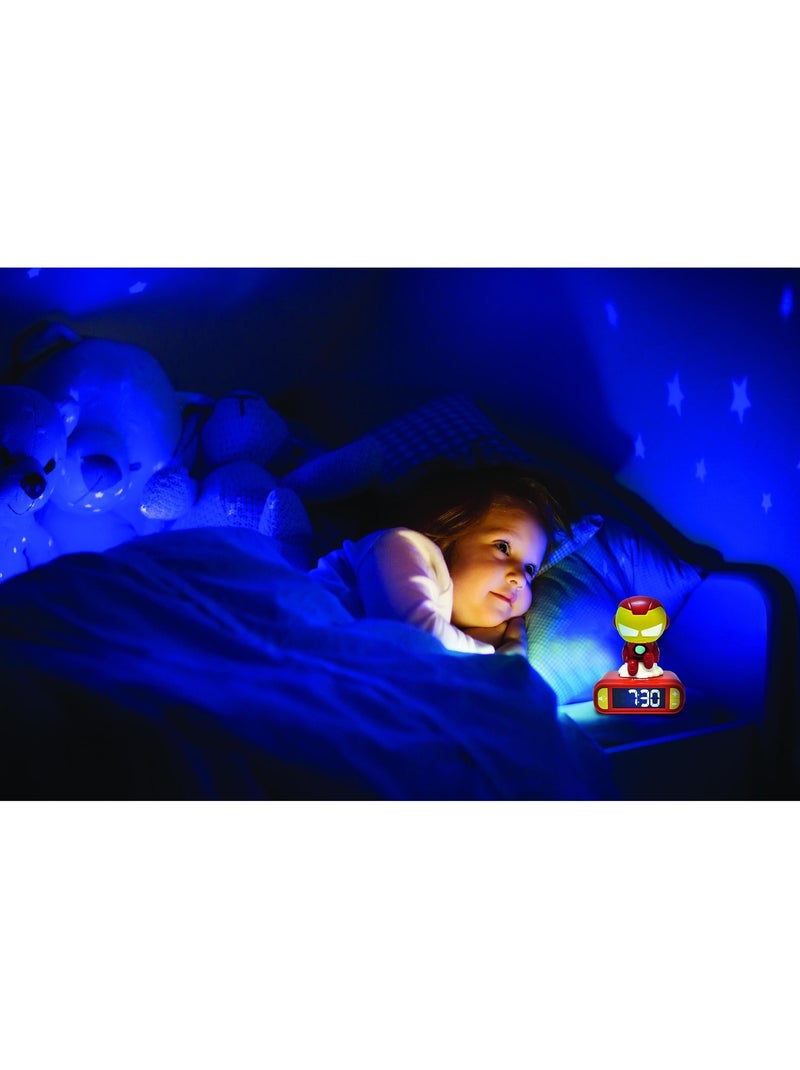 R?veil avec Veilleuse Iron Man en 3D Rouge - Kiabi
