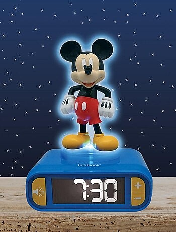 R?veil avec veilleuse lumineuse Mickey en 3D