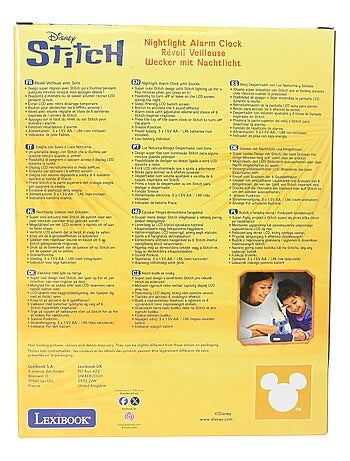 R?veil avec veilleuse Stitch en 3D