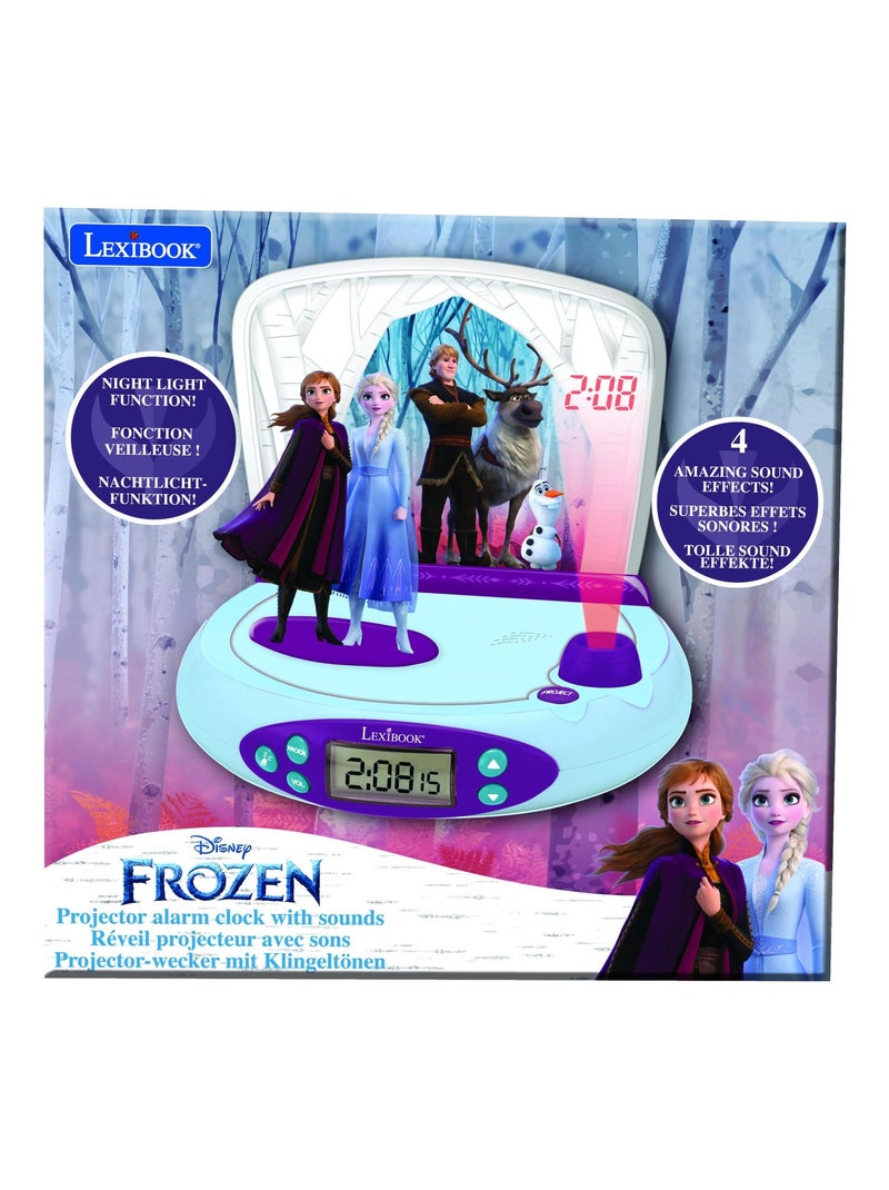 R?veil Projecteur Reine des Neiges avec Anna et Elsa en 3D Bleu - Kiabi