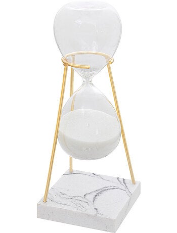 Sablier décoratif en verre et acier doré olen