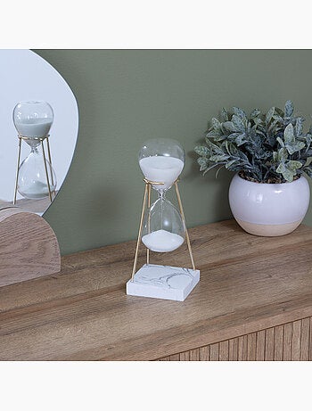 Sablier décoratif en verre et acier doré olen