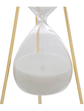 Sablier décoratif en verre et acier doré olen