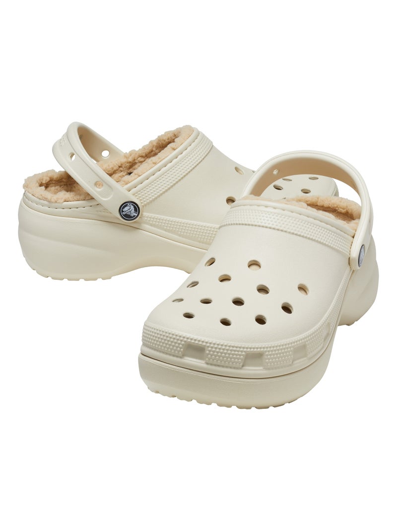 Sabot à Enfiler Crocs Classic Platorm Lined Clog Beige - Kiabi