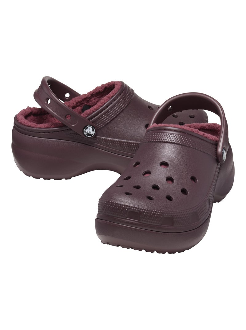 Sabot à Enfiler Crocs Classic Platorm Lined Clog Bordeaux - Kiabi