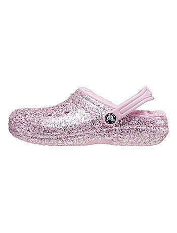 Sabot à Enfiler Crocs Enfant Classic Lined Glitter Flamingo