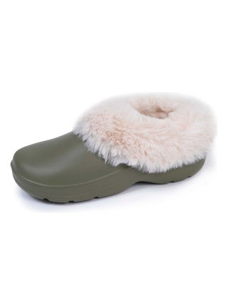 Sabots de jardin femme fourrés kaki Isotoner