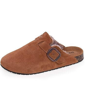 Sabots dessus cuir, semelle extra-flex, légers, patch talon confort isotoner