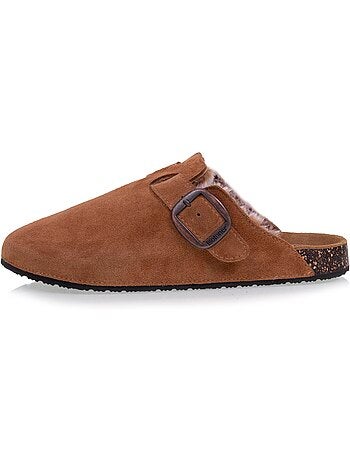 Sabots dessus cuir, semelle extra-flex, légers, patch talon confort isotoner