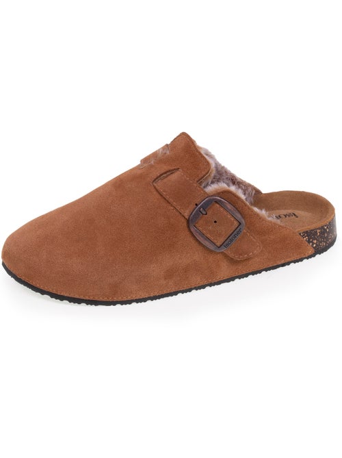Sabots dessus cuir, semelle extra-flex, légers, patch talon confort  isotoner - Kiabi