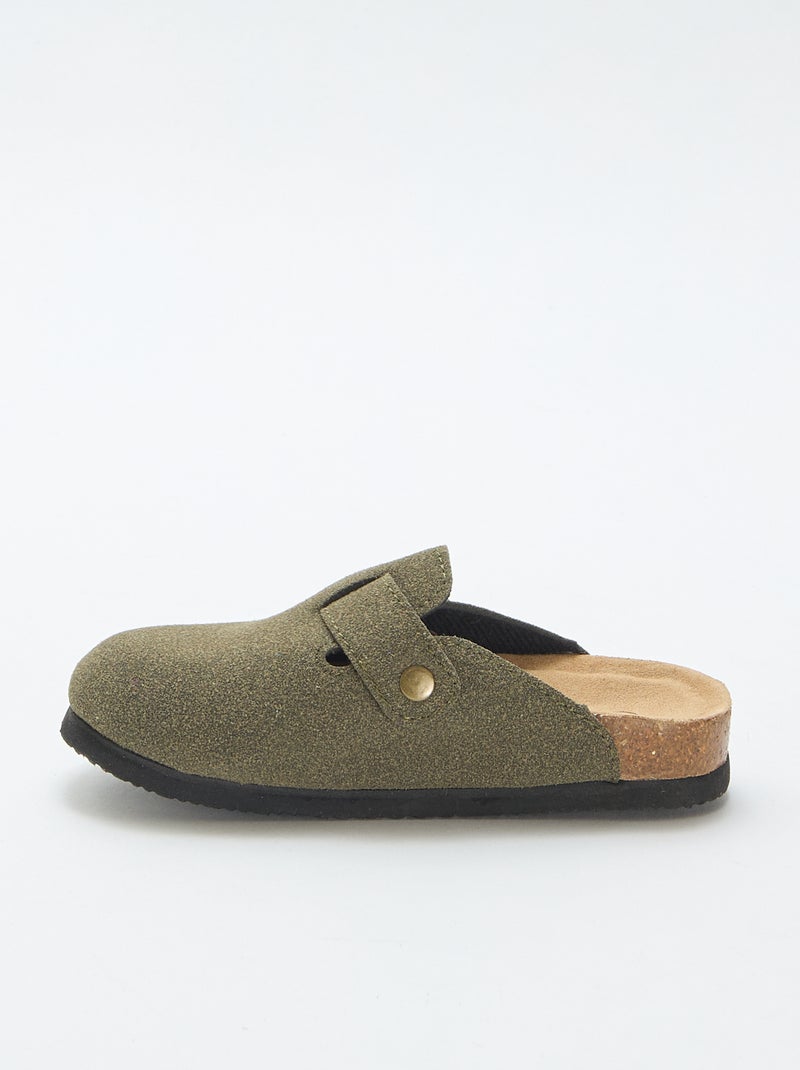 Sabots en suédine avec une boucle Kaki - Kiabi