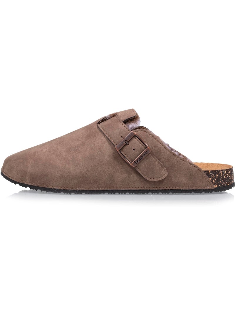 Sabots fourrés, semelle extra-flex, légers, patch talon confort Taupe - Kiabi