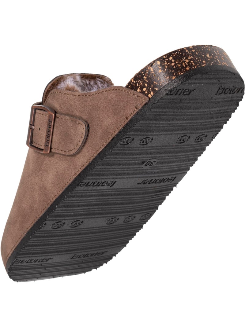 Sabots fourrés, semelle extra-flex, légers, patch talon confort Taupe - Kiabi