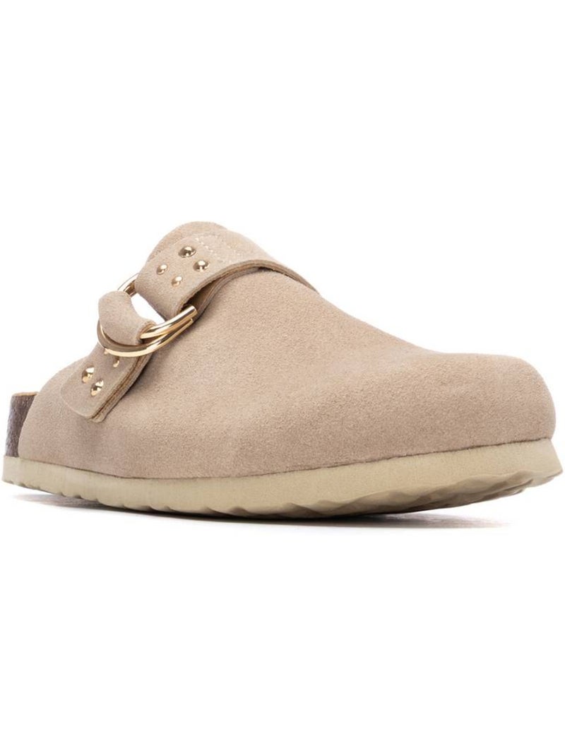 Sabots plats femme en cuir Beige - Kiabi