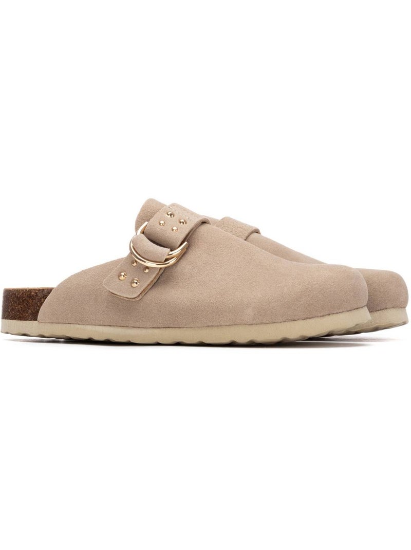 Sabots plats femme en cuir Beige - Kiabi