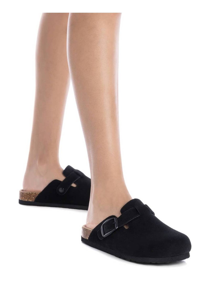 Sabots plats femme en cuir Noir - Kiabi