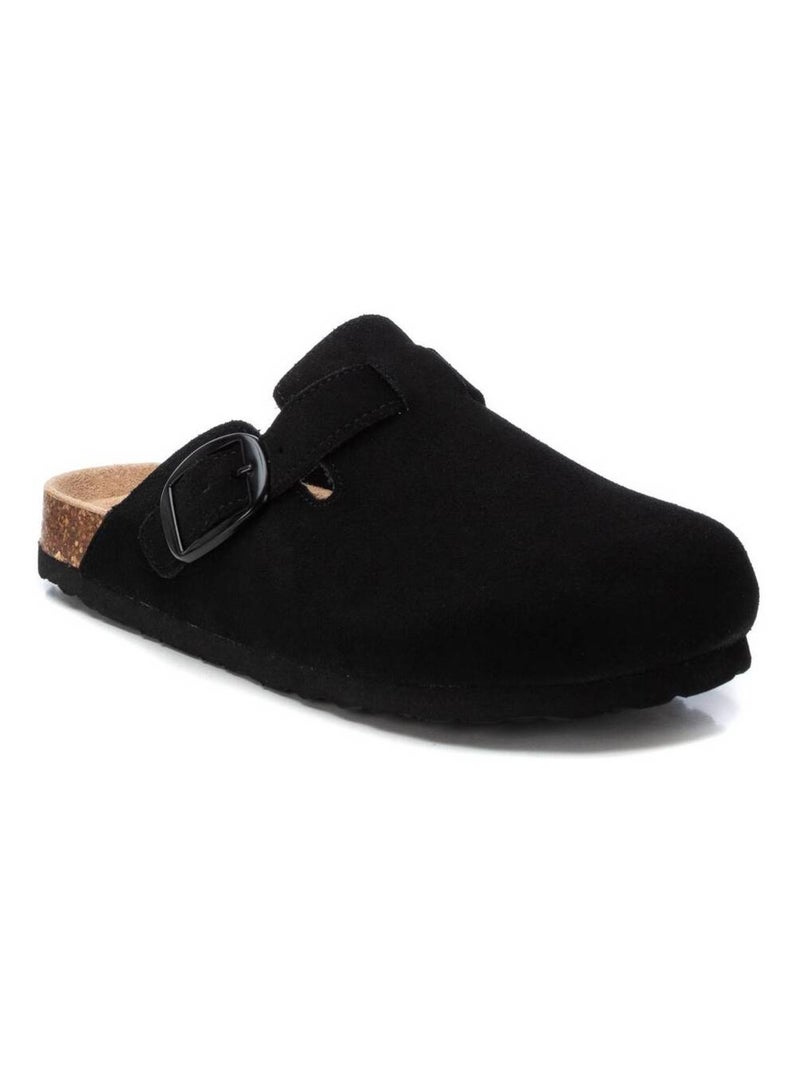 Sabots plats femme en cuir Noir - Kiabi