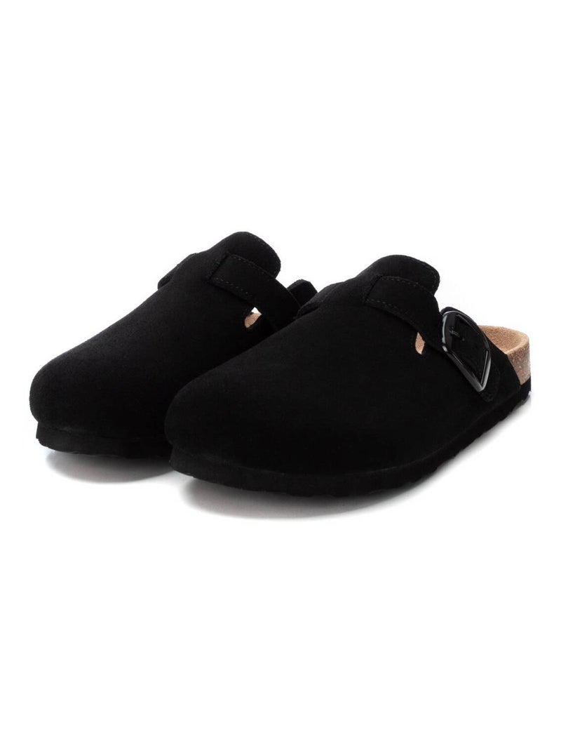 Sabots plats femme en cuir Noir - Kiabi