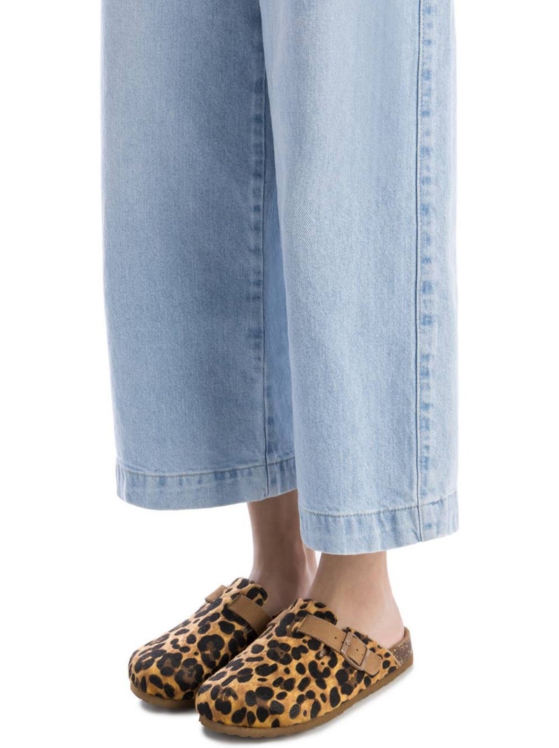 Sabots plats femme en cuir Noir Marron - Kiabi