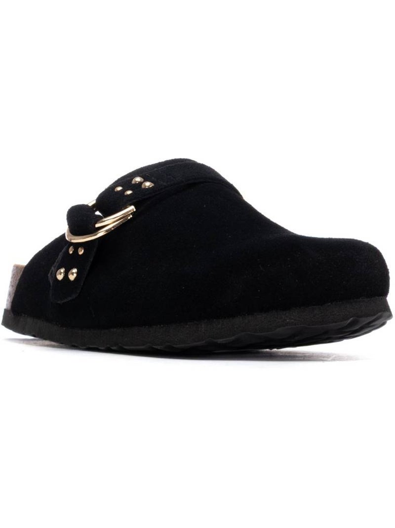 Sabots plats femme en cuir Noir - Kiabi